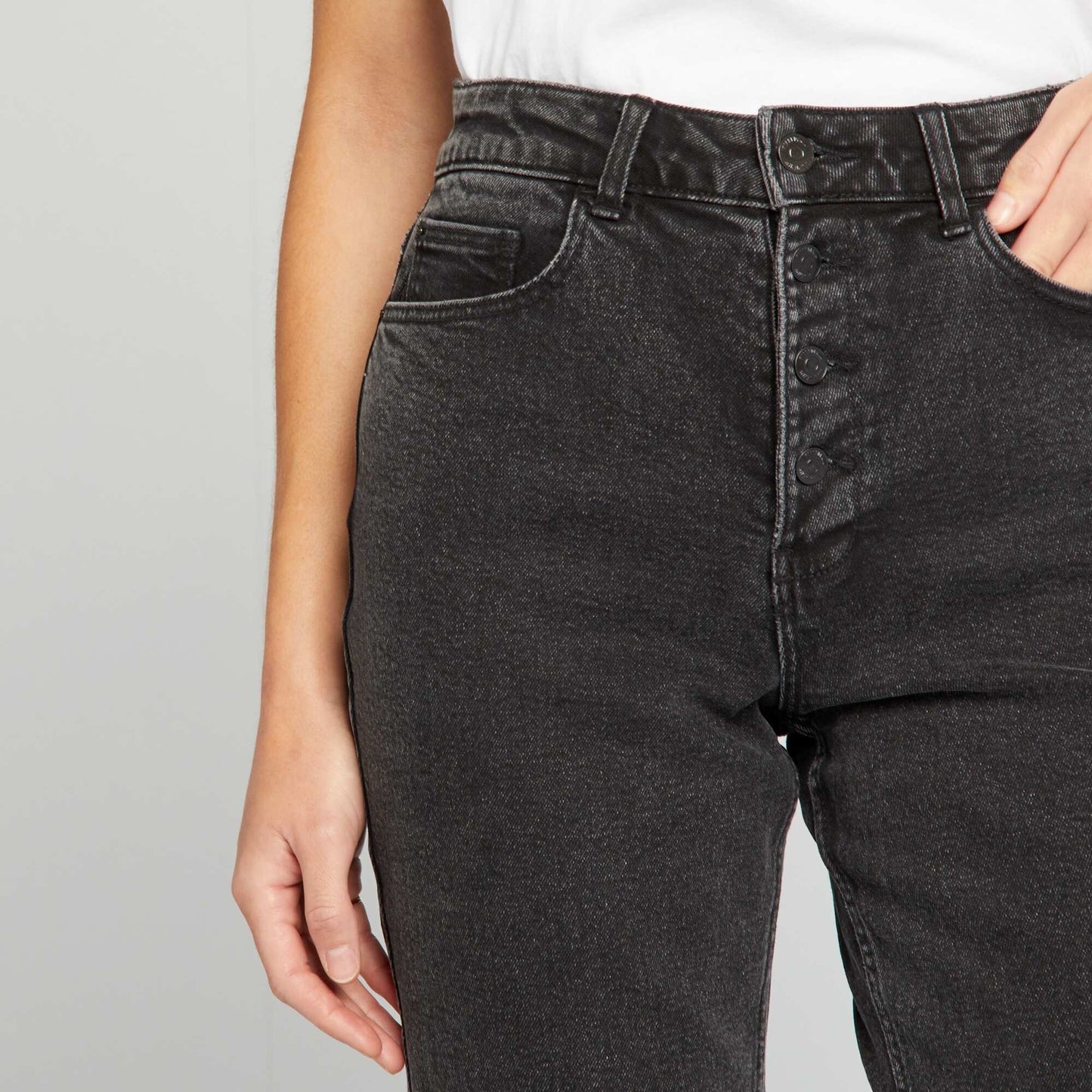 Jean mom à taille très haute - L30 NOIR
