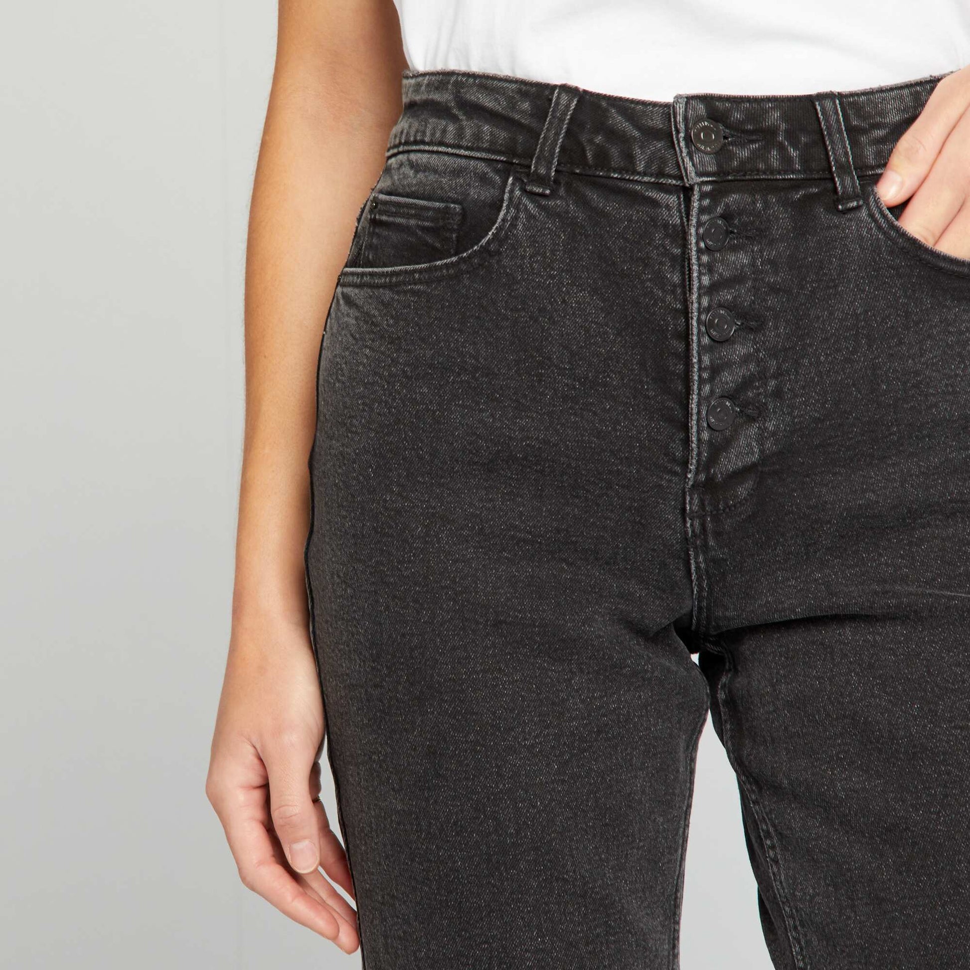 Jean mom à taille très haute - L30 NOIR