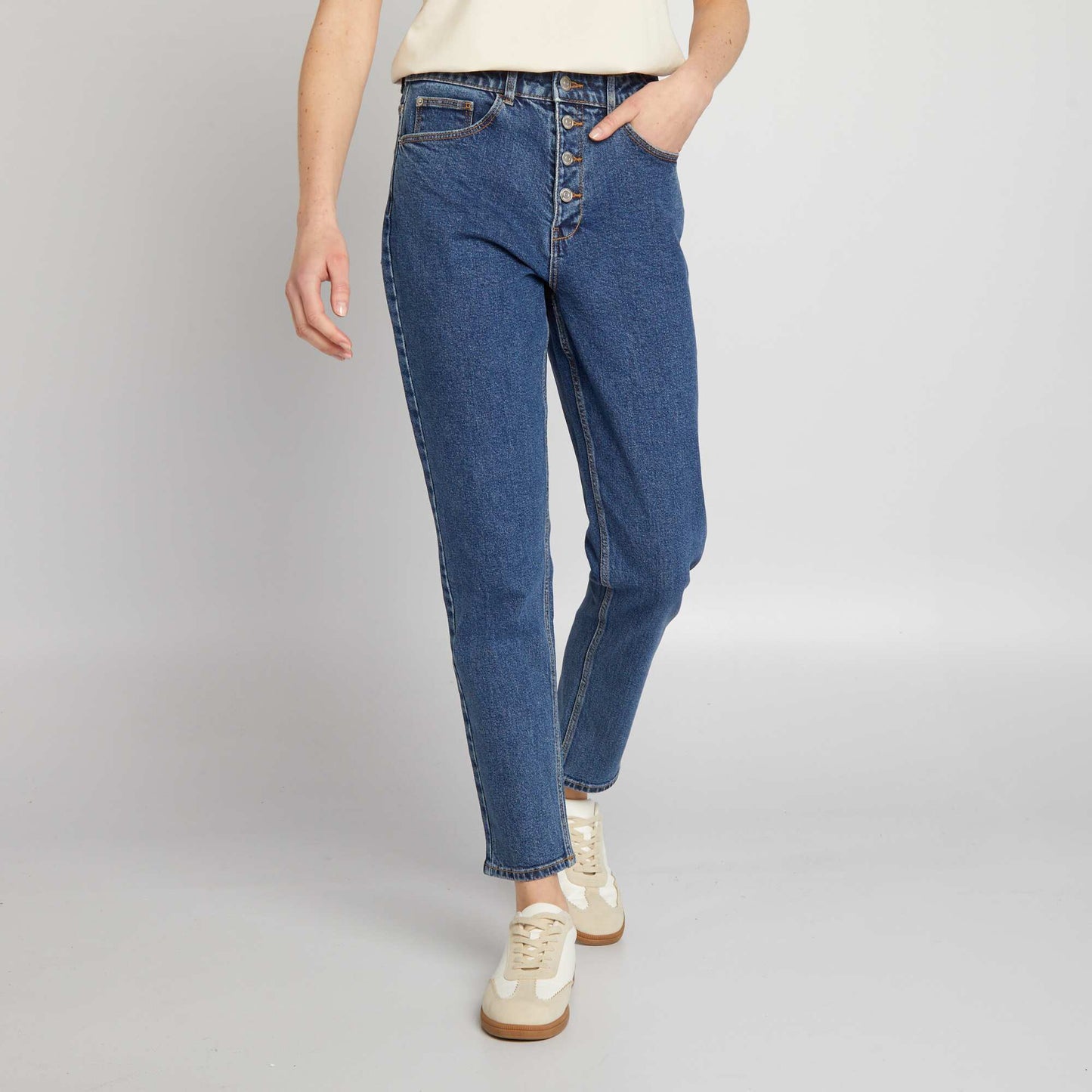 Jean mom à taille très haute - L30 BLEU STONE